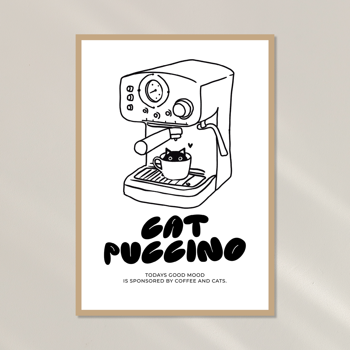 Handgedrucktes Katzen Poster mit minimalistischem Design – nachhaltiger Kunstdruck aus dem Lifeoflone Studio