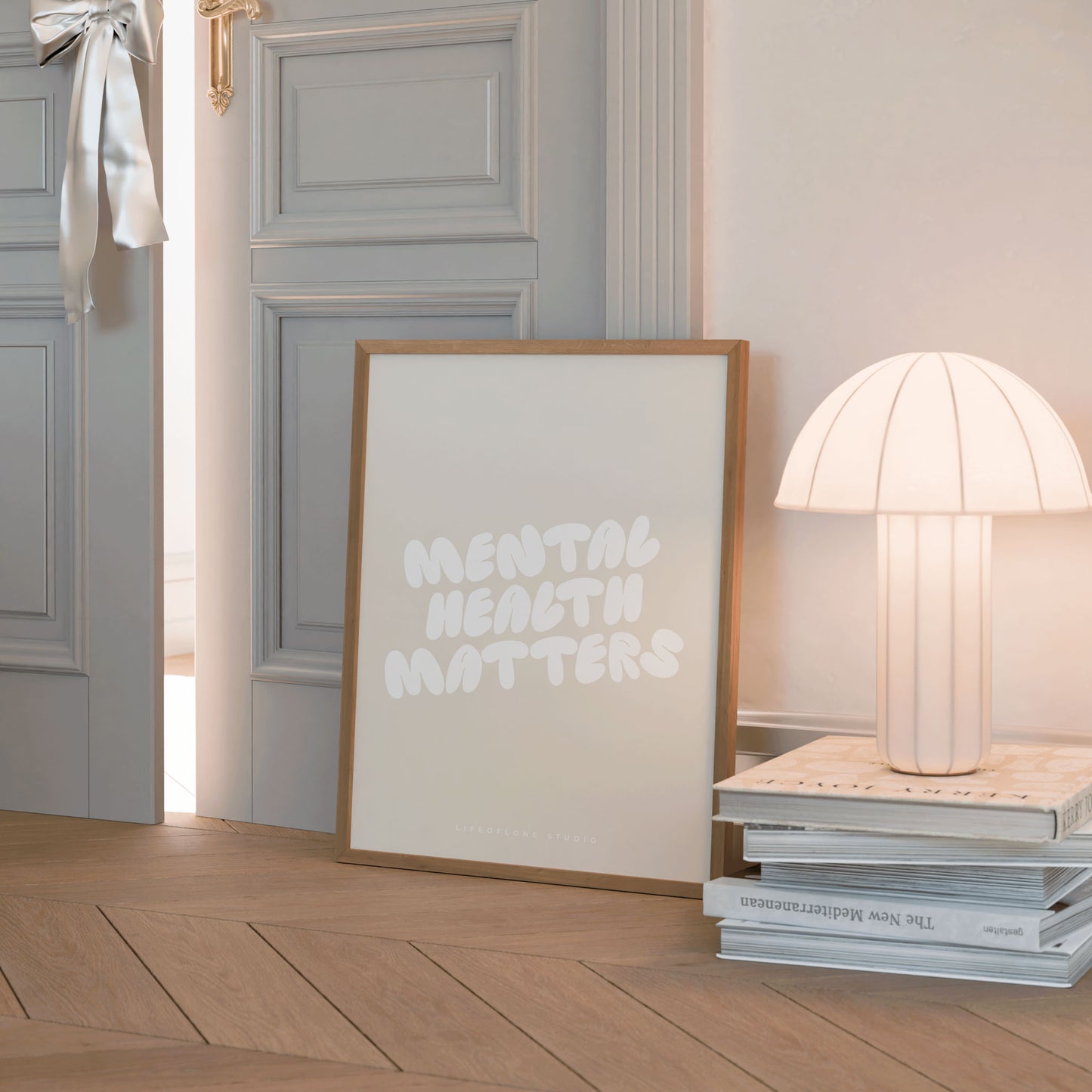 Poster 'Mental health matters' in beige