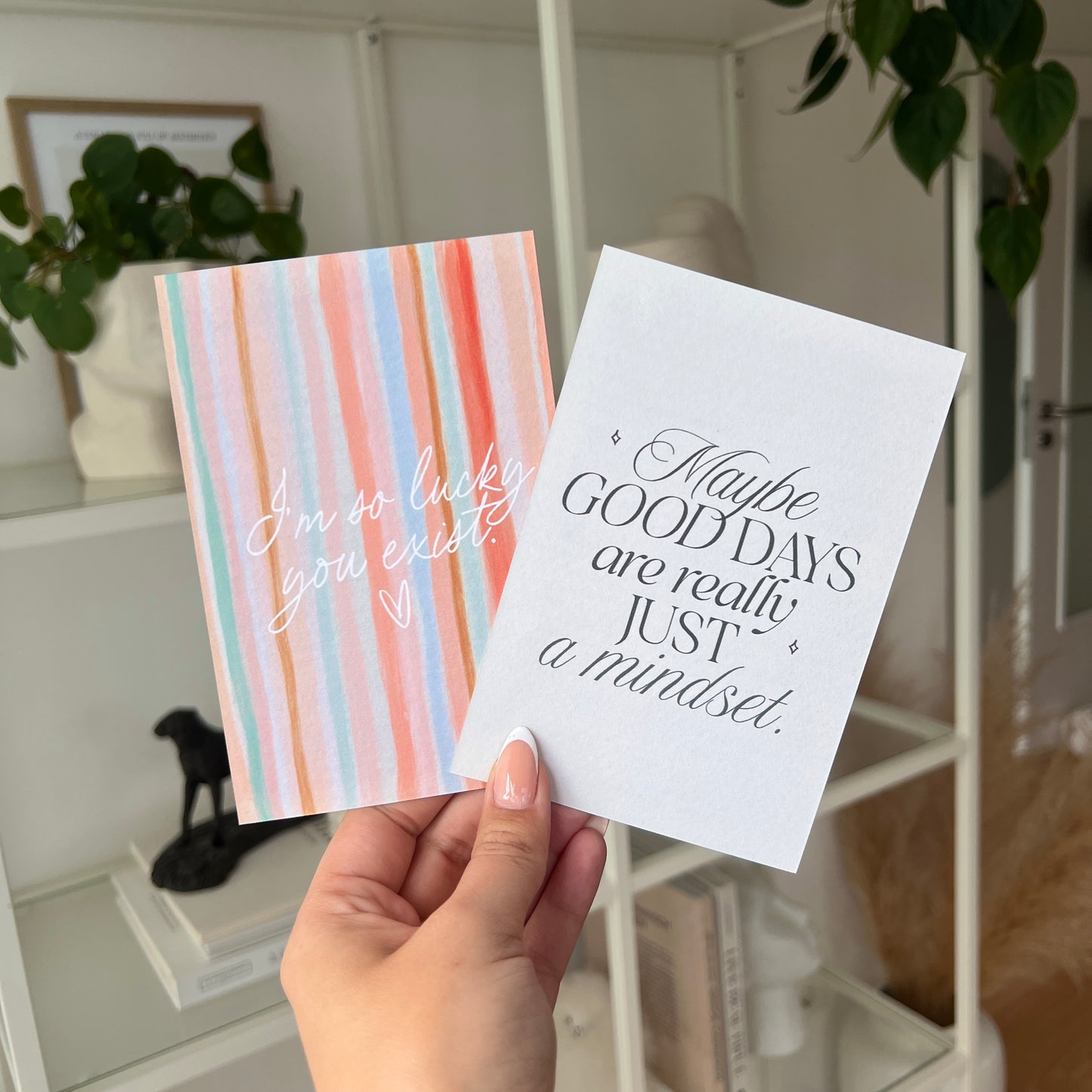 Postkarte 'Lucky you exist'