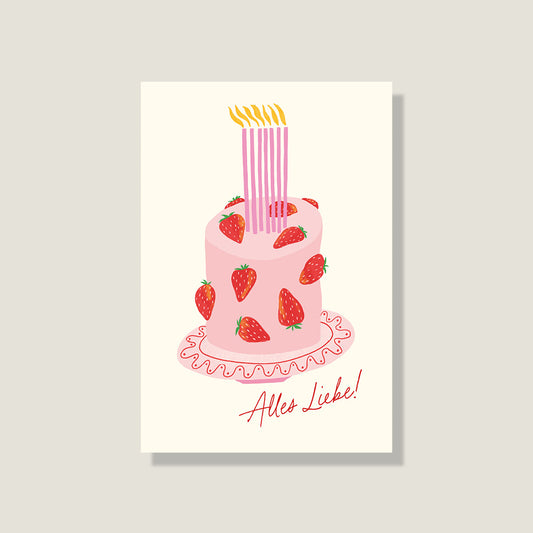 Postkarte 'Erdbeertorte'
