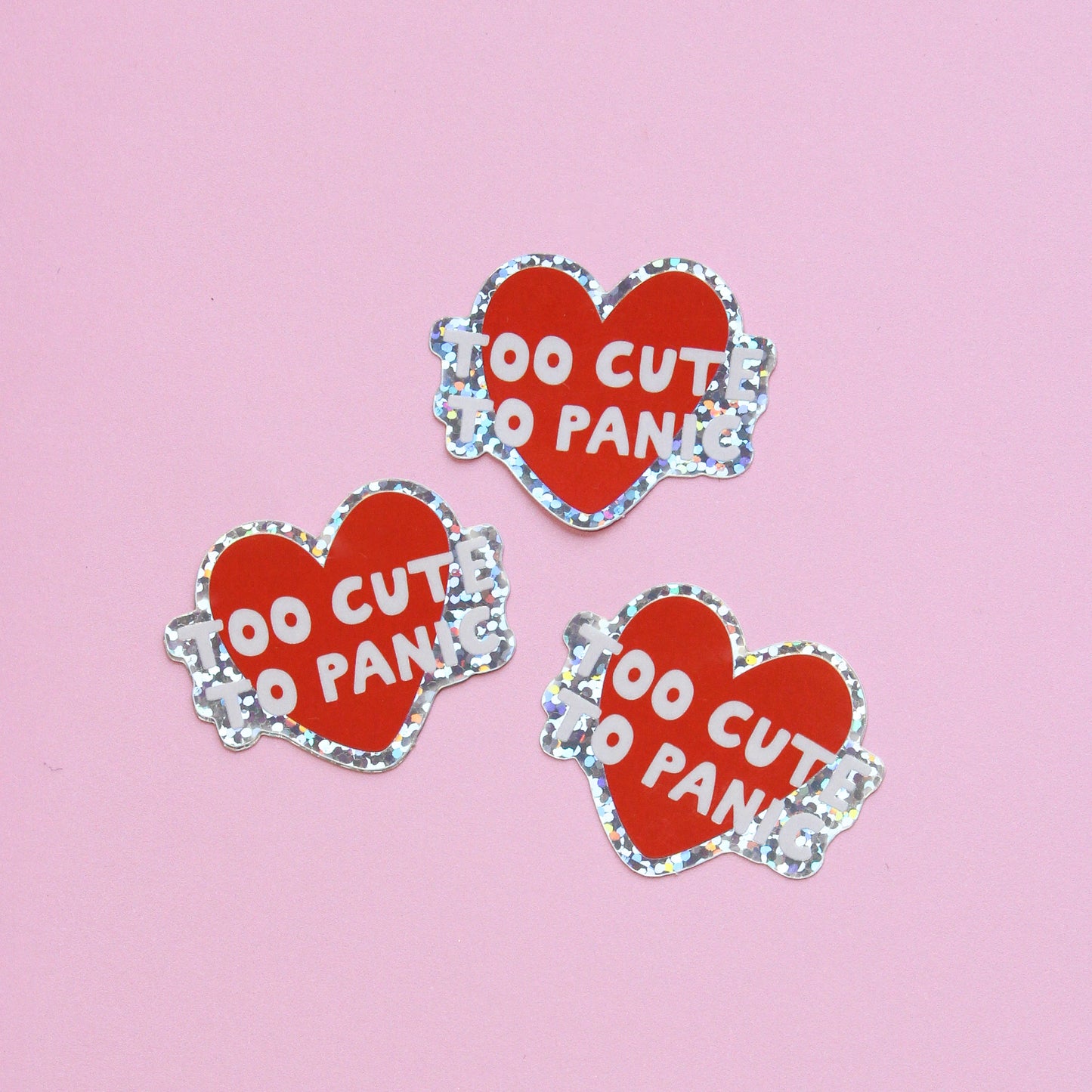 Glitzer Sticker 'Too cute to panic'