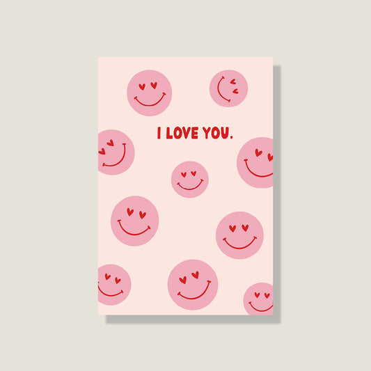 Postkarte 'I love you' - Smileys