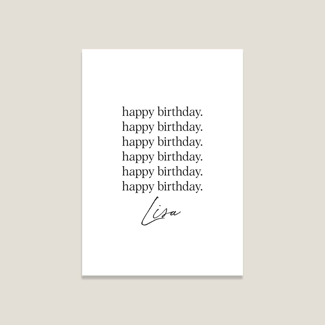 Postkarte 'Happy birthday' - personalisiert
