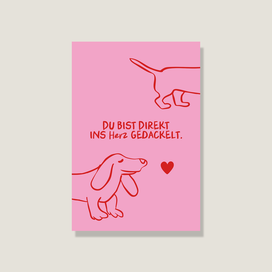 Postkarte 'Ins Herz gedackelt'