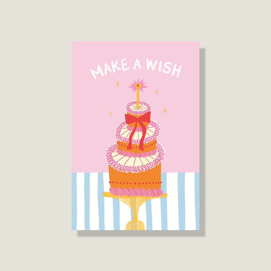 Postkarte 'Make a wish-Torte'