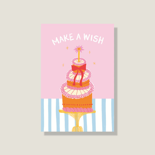 Postkarte 'Make a wish-Torte'