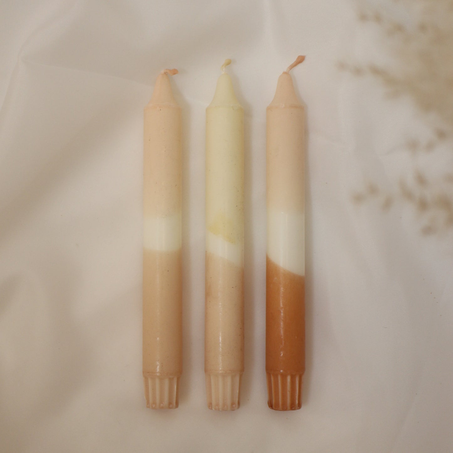 Handmade Dip Dye Kerzen Set, beige